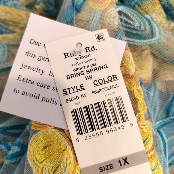 Ruby Rd. Floral Embroidered Mesh Open Front Cardigan - Picture 13 of 14